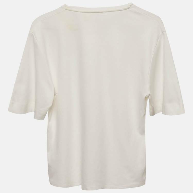 مملوكة مسبقًا Chloe White Logo Cutout Detail Cotton Knit Top 14 Years