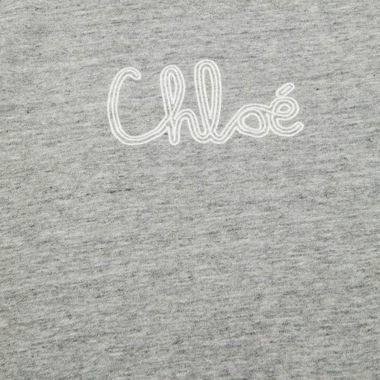Pre Owned Chloe Kids Grey Logo Embroidered Cotton Sweatshirt 14Yrs