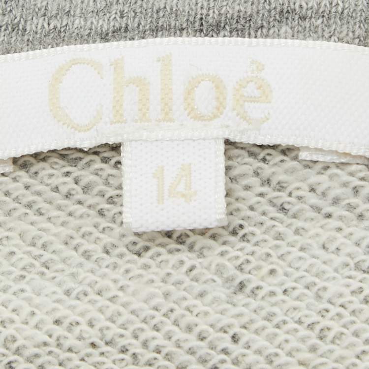 Pre Owned Chloe Kids Grey Logo Embroidered Cotton Sweatshirt 14Yrs