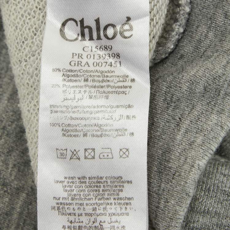 Pre Owned Chloe Kids Grey Logo Embroidered Cotton Sweatshirt 14Yrs