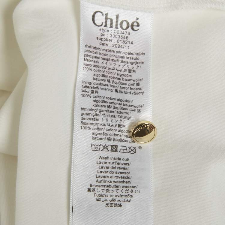 Pre Owned Chloé Kids White Palm Tree Print Cotton Ruffle Top & Skirt Set 10Yrs