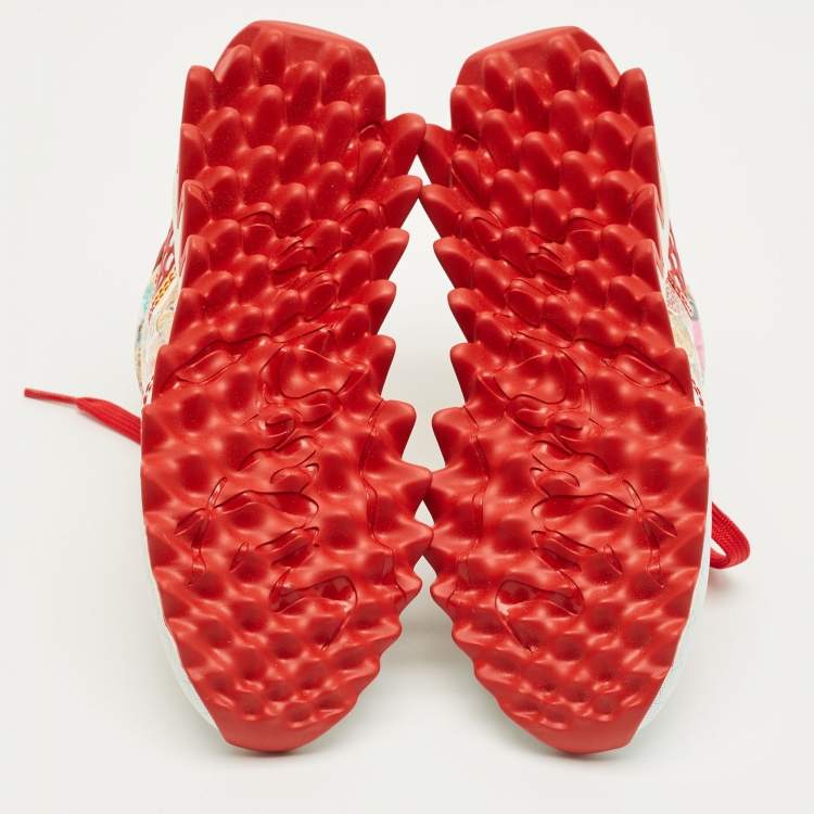 Pre Owned Christian Louboutin Multicolor Patent and Leather Mini Shark Sneakers Size 33