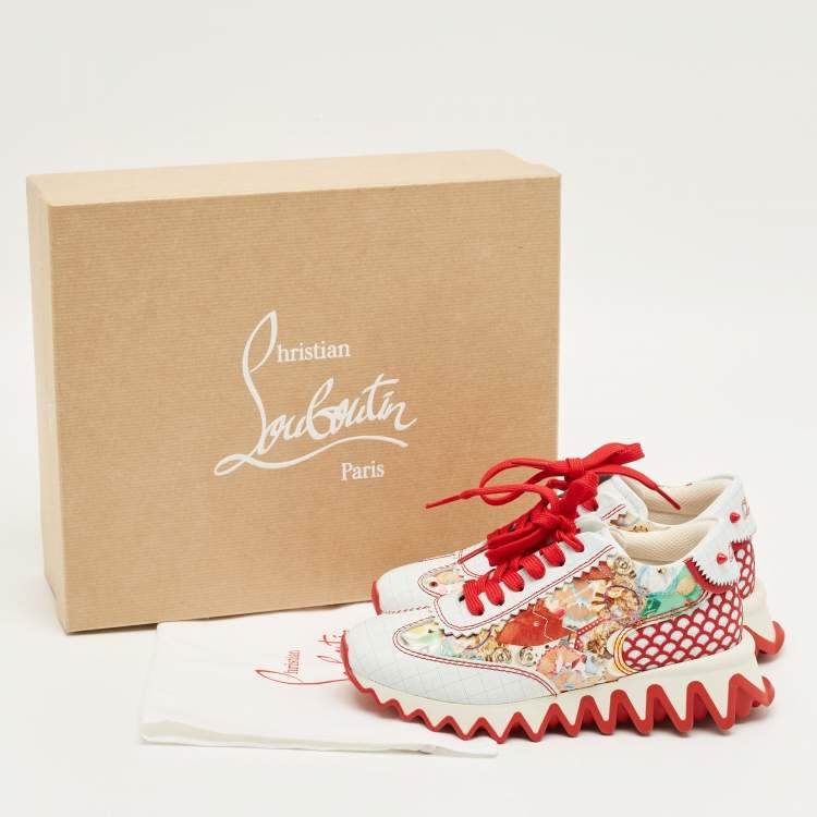 Pre Owned Christian Louboutin Multicolor Patent and Leather Mini Shark Sneakers Size 33