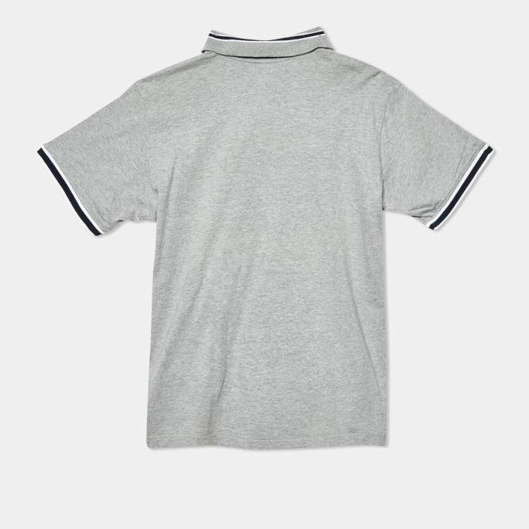 Pre Owned D&G Kids Grey Logo Embroidered Cotton Polo T-Shirt 14 Yrs