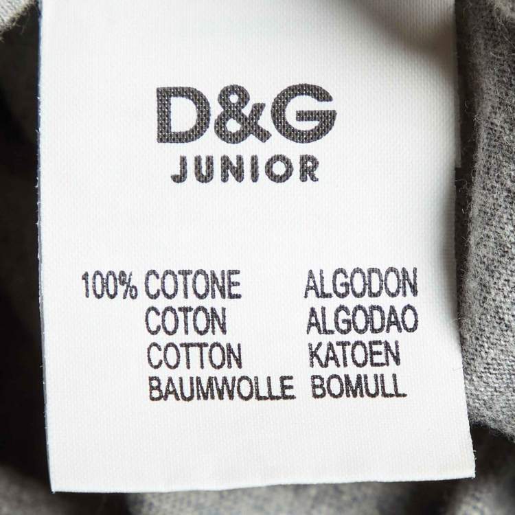 Pre Owned D&G Kids Grey Logo Embroidered Cotton Polo T-Shirt 14 Yrs