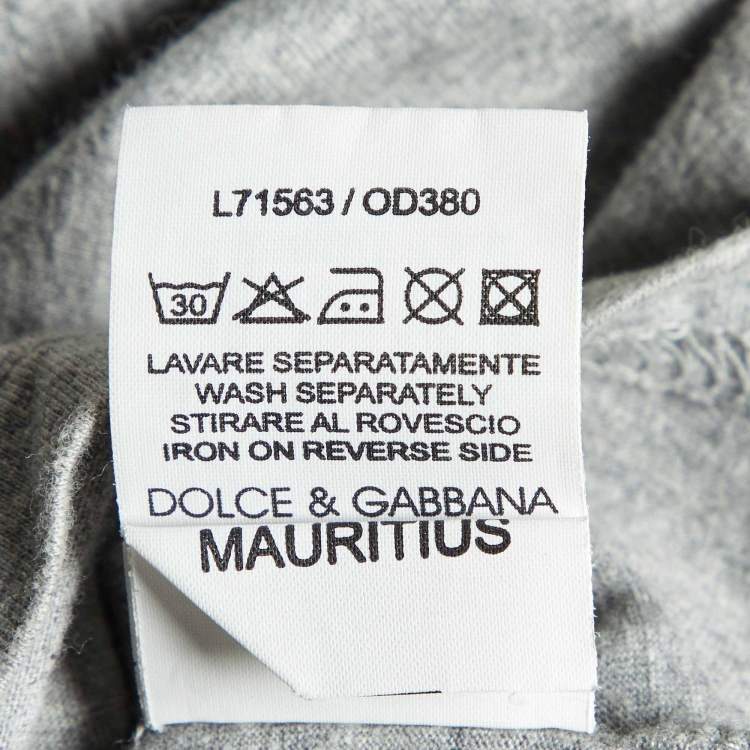 Pre Owned D&G Kids Grey Logo Embroidered Cotton Polo T-Shirt 14 Yrs