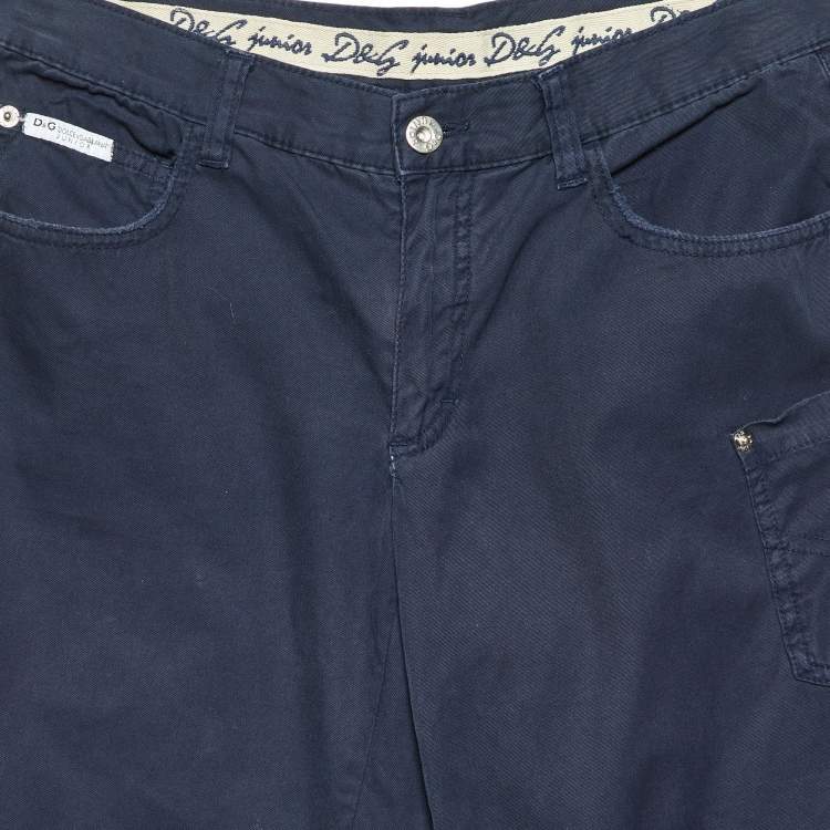 Pre Owned D&G Junior Navy Blue Cotton Capri Pants 14 Yrs