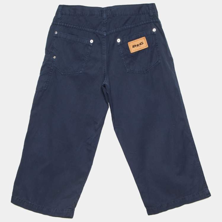 Pre Owned D&G Junior Navy Blue Cotton Capri Pants 14 Yrs