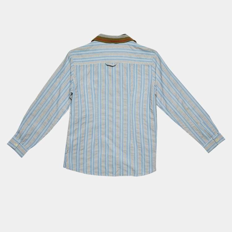 Pre Owned D&G Junior Grey/Blue Cotton Button Front Shirt 10 Yrs