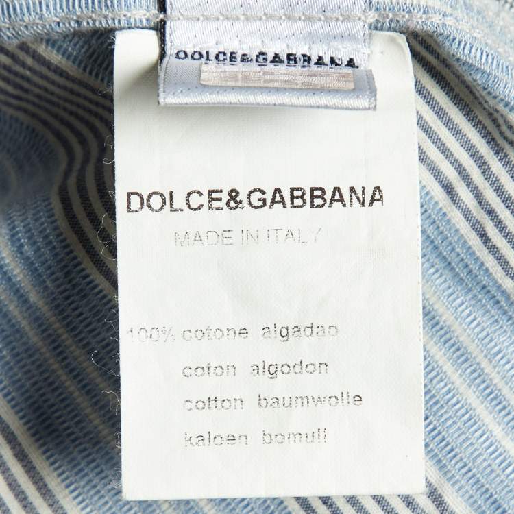 Pre Owned D&G Junior Grey/Blue Cotton Button Front Shirt 10 Yrs