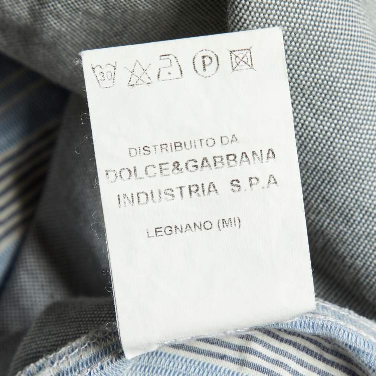 Pre Owned D&G Junior Grey/Blue Cotton Button Front Shirt 10 Yrs