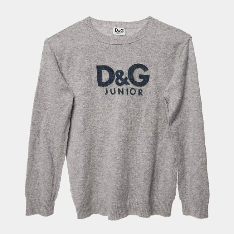 Pre Owned D&G Junior Grey Logo Cashmere Sweater Size 10 Yrs