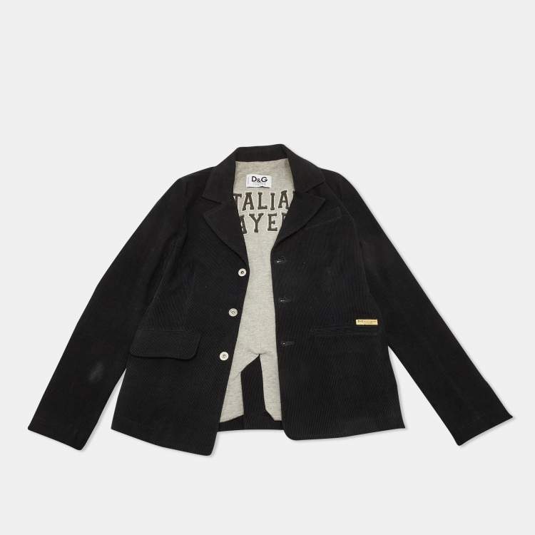 Pre Owned D&G Junior Black Corduroy Button Front Blazer Size 12 Yrs  