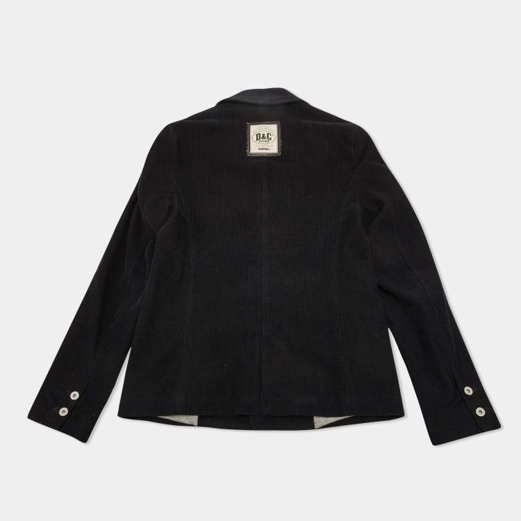 Pre Owned D&G Junior Black Corduroy Button Front Blazer Size 12 Yrs  