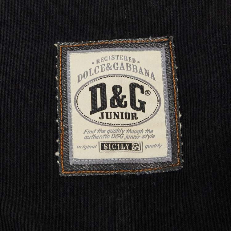 Pre Owned D&G Junior Black Corduroy Button Front Blazer Size 12 Yrs  
