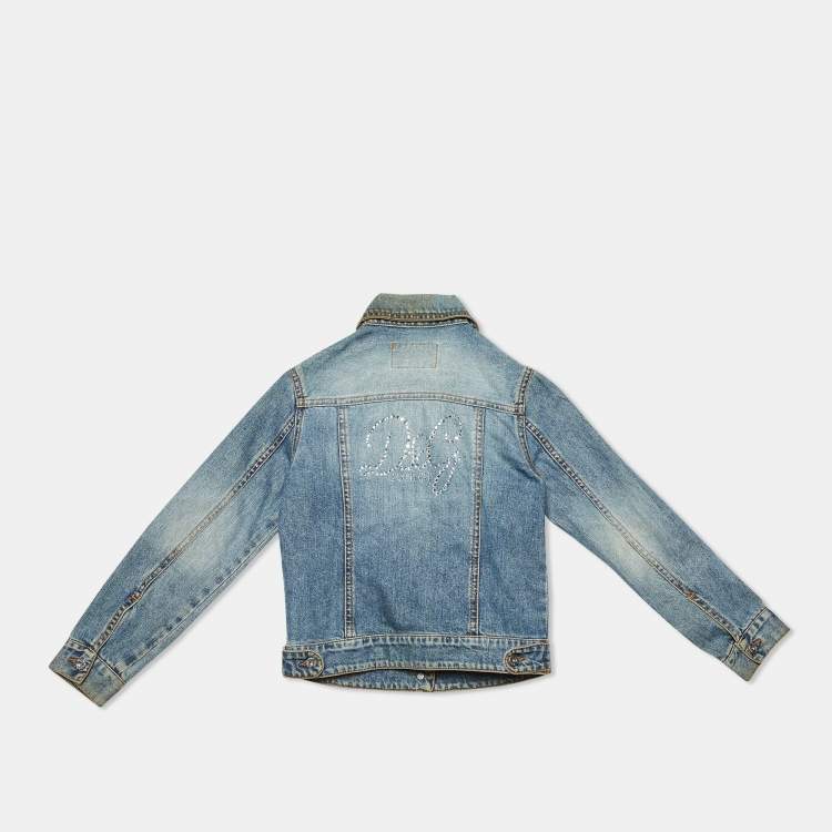Pre Owned D&G Junior Blue Denim Studded Button Front Jacket 6 Yrs
