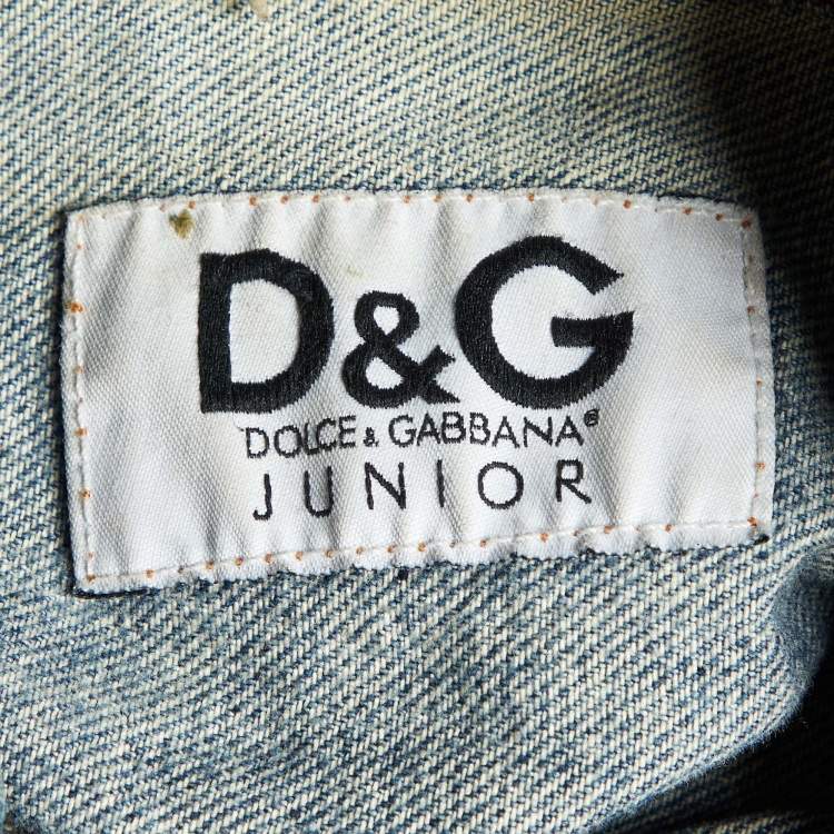 Pre Owned D&G Junior Blue Denim Studded Button Front Jacket 6 Yrs