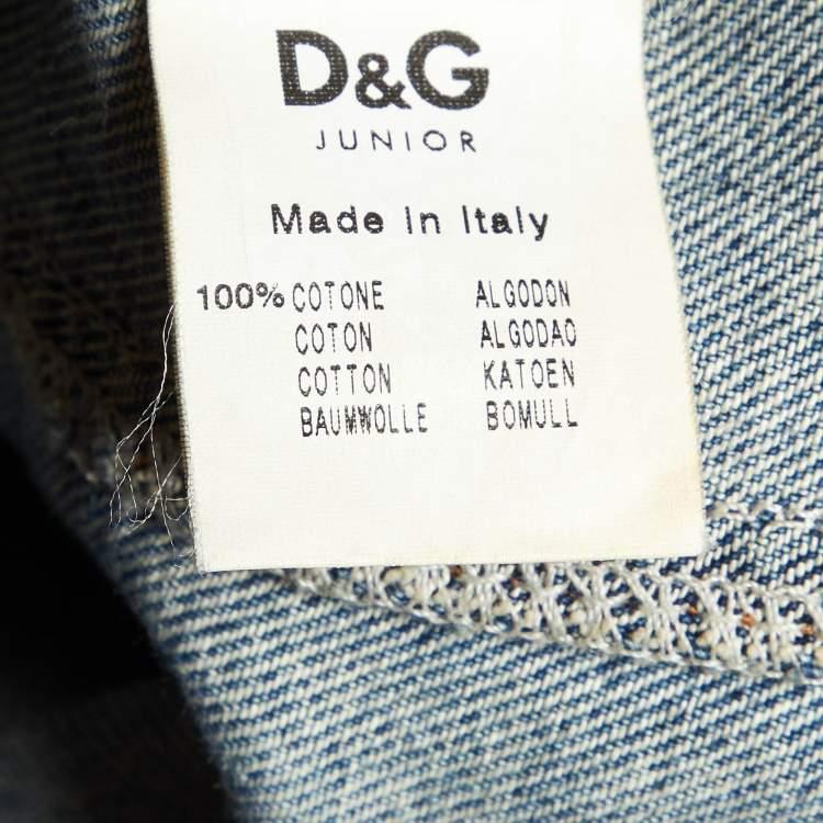 Pre Owned D&G Junior Blue Denim Studded Button Front Jacket 6 Yrs