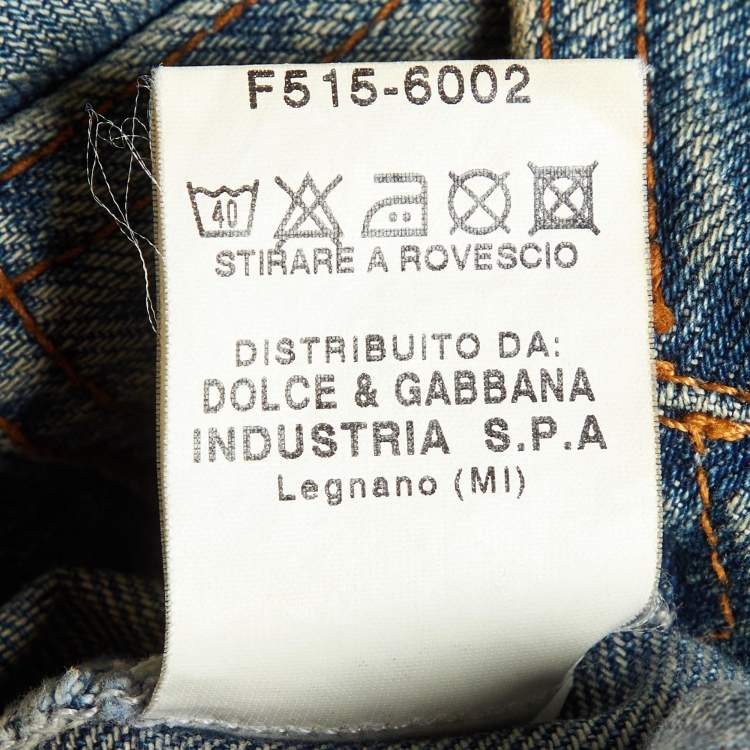 Pre Owned D&G Junior Blue Denim Studded Button Front Jacket 6 Yrs