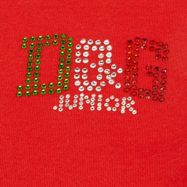 مملوكة مسبقًا D&G Junior Red Logo Embellished Detail Fullsleeve T-Shirt 10Y