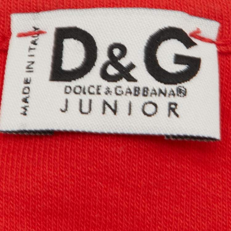 مملوكة مسبقًا D&G Junior Red Logo Embellished Detail Fullsleeve T-Shirt 10Y