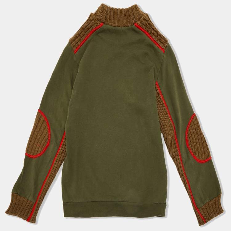 Pre Owned D&G Junior Olive Green / Red Logo Print Cotton Blend Sweatshirt 10Y