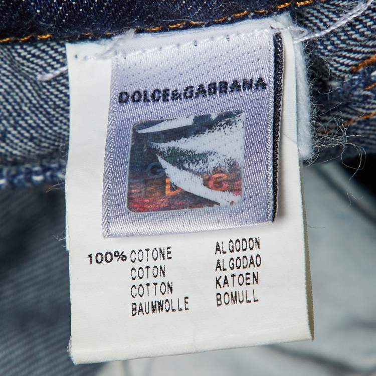 مملوكة مسبقًا D&G Junior Blue Logo Print Distressed Denim Jeans 10 Y Waist 23"