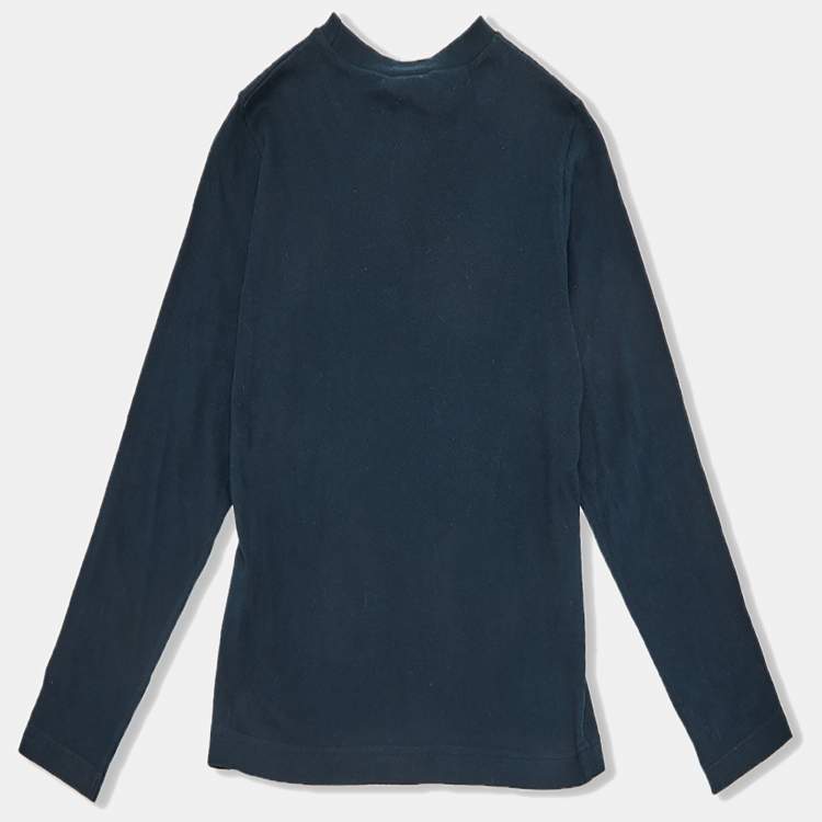 Pre Owned D&G Junior Navy Blue Logo Print Cotton Full Sleeve T-Shirt 8Y 