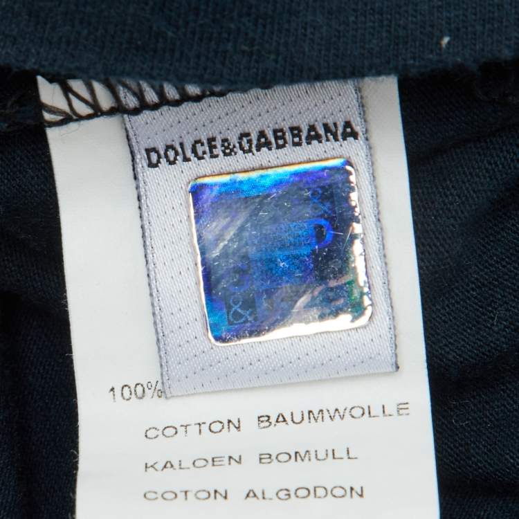 Pre Owned D&G Junior Navy Blue Logo Print Cotton Full Sleeve T-Shirt 8Y 