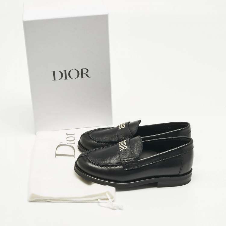 مملوكة مسبقًا حذاء لوفر جلد أسود ديور سليب أون مقاس 27