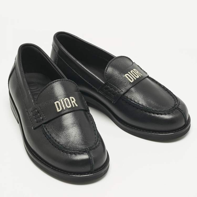 مملوكة مسبقًا حذاء لوفر جلد أسود ديور سليب أون مقاس 27