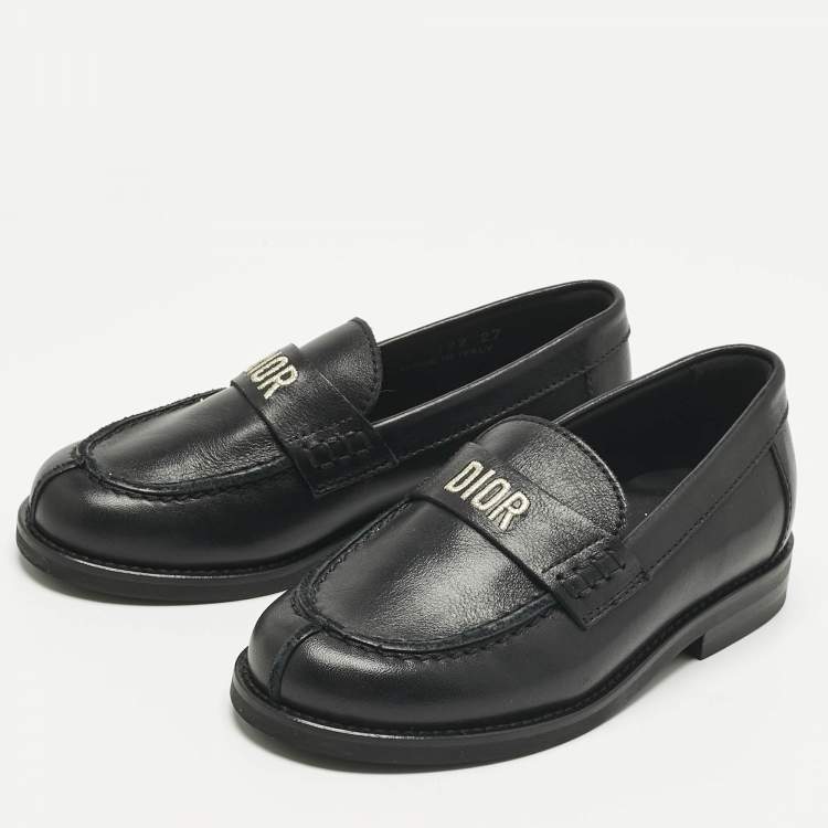 مملوكة مسبقًا حذاء لوفر جلد أسود ديور سليب أون مقاس 27