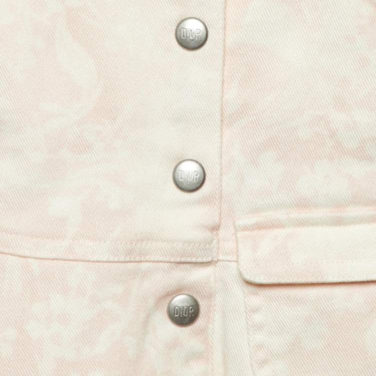Pre Owned Dior Baby Pink Floral Print Denim Dress 3 M