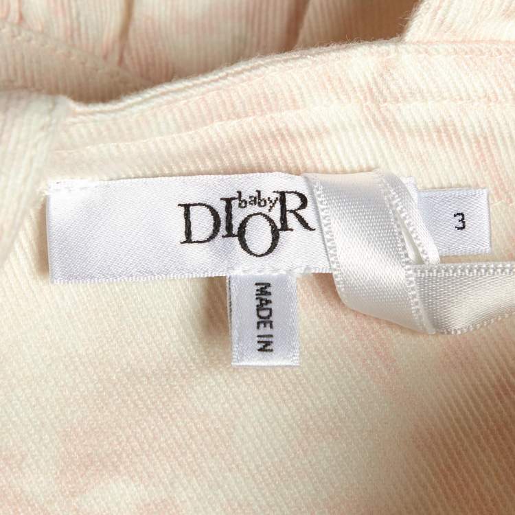 Pre Owned Dior Baby Pink Floral Print Denim Dress 3 M