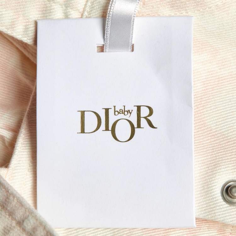 Pre Owned Dior Baby Pink Floral Print Denim Dress 3 M