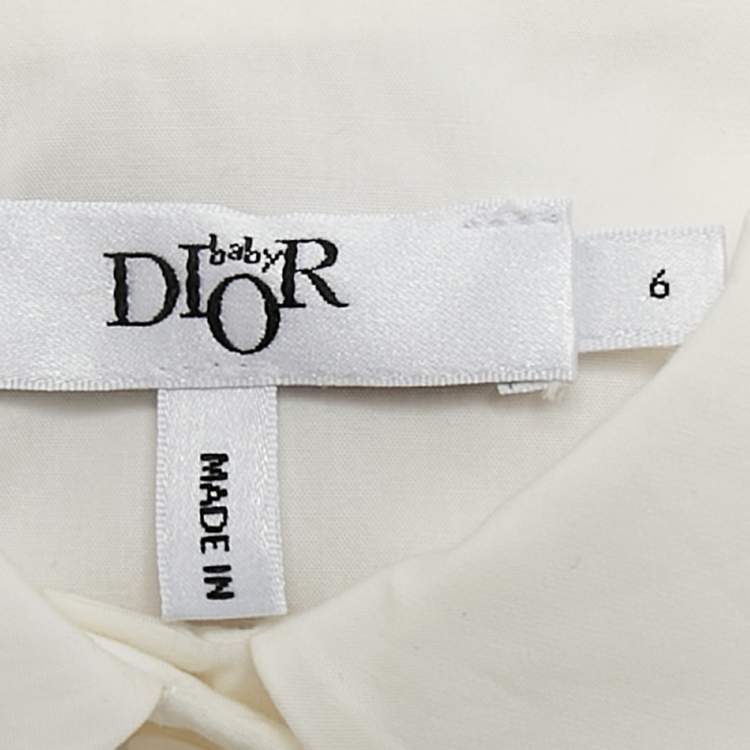 Pre Owned Baby Dior White Cotton Dress and Culotte Set 6 M
