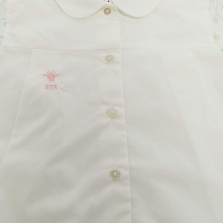 Pre Owned Baby Dior White Cotton Dress and Culotte Set 6 M