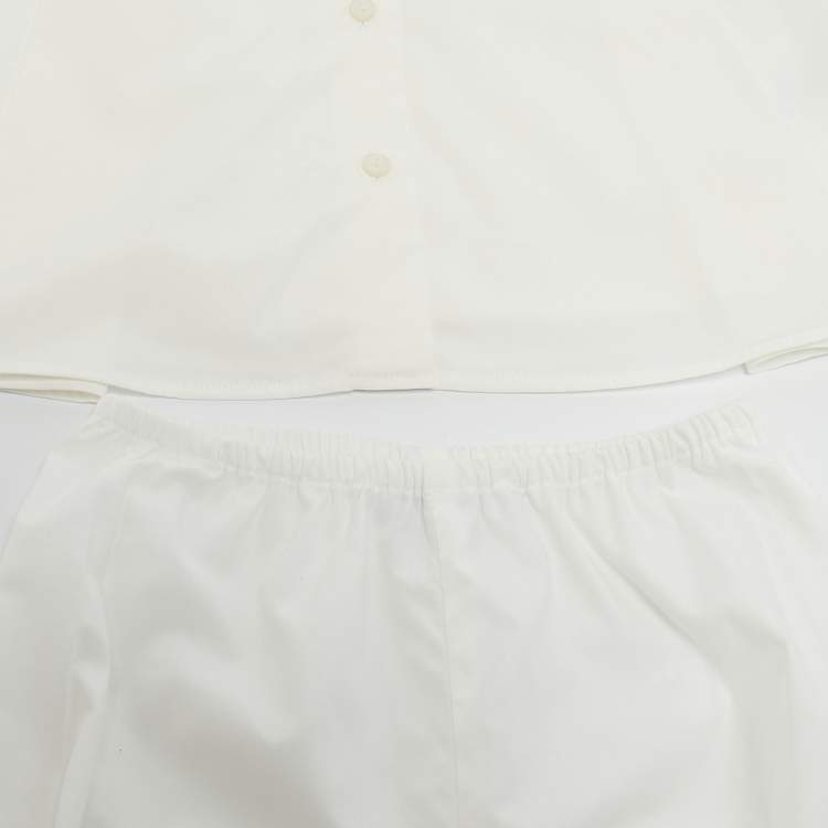 Pre Owned Baby Dior White Cotton Dress and Culotte Set 6 M
