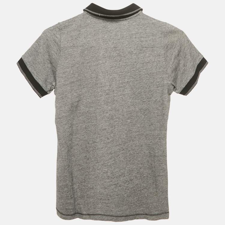 Pre Owned Dior Kids Grey Patterned Cotton Jersey Polo T-Shirt 10 Yrs