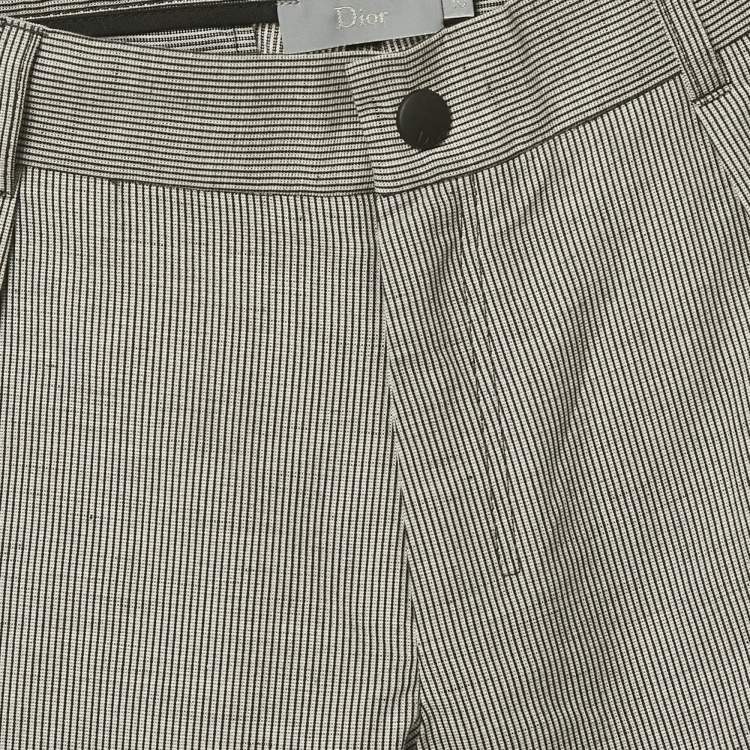 Pre Owned Dior Kids Grey Striped Cotton Shorts 10 Yrs 