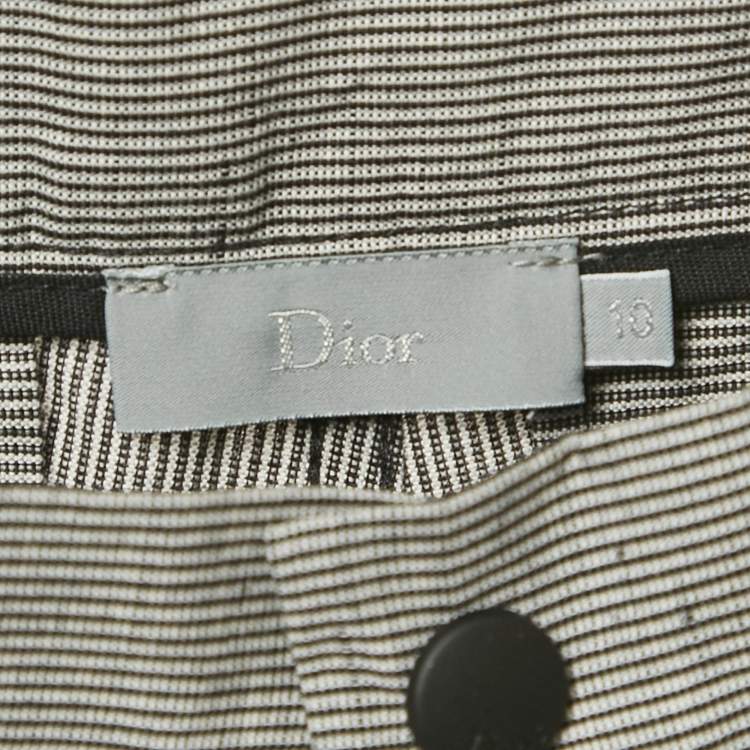 Pre Owned Dior Kids Grey Striped Cotton Shorts 10 Yrs 