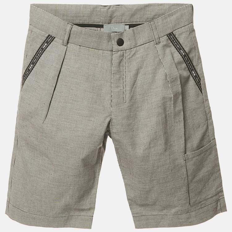 Pre Owned Dior Kids Grey Striped Cotton Shorts 10 Yrs 