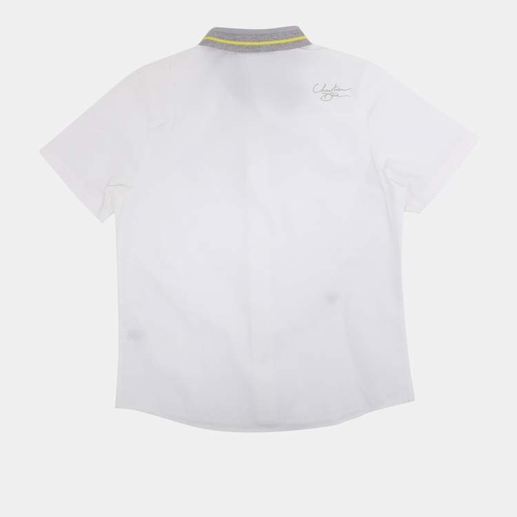 Pre Owned Dior White/Grey Cotton Bee Embroidered Long Sleeve Shirt 6 Yrs