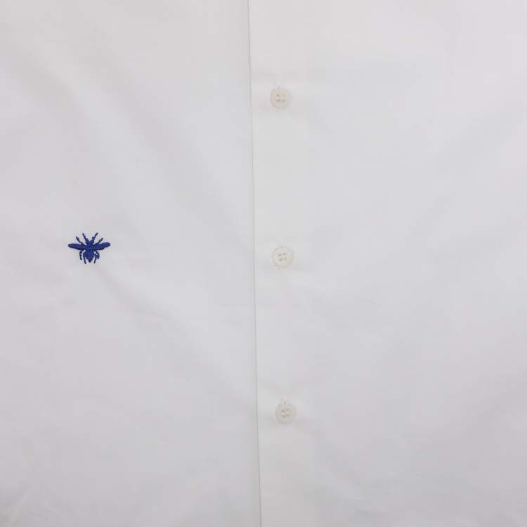 Pre Owned Dior White/Grey Cotton Bee Embroidered Long Sleeve Shirt 6 Yrs