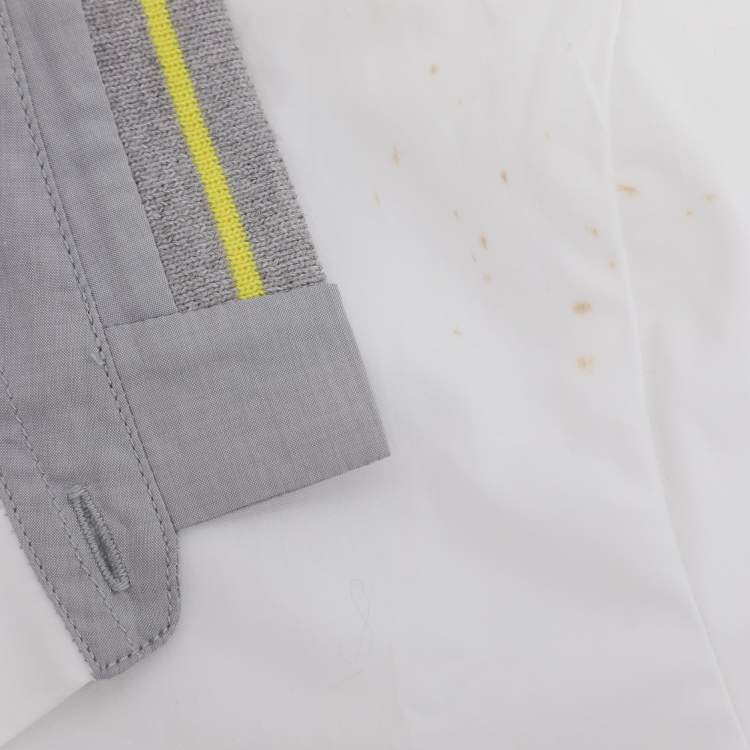 Pre Owned Dior White/Grey Cotton Bee Embroidered Long Sleeve Shirt 6 Yrs