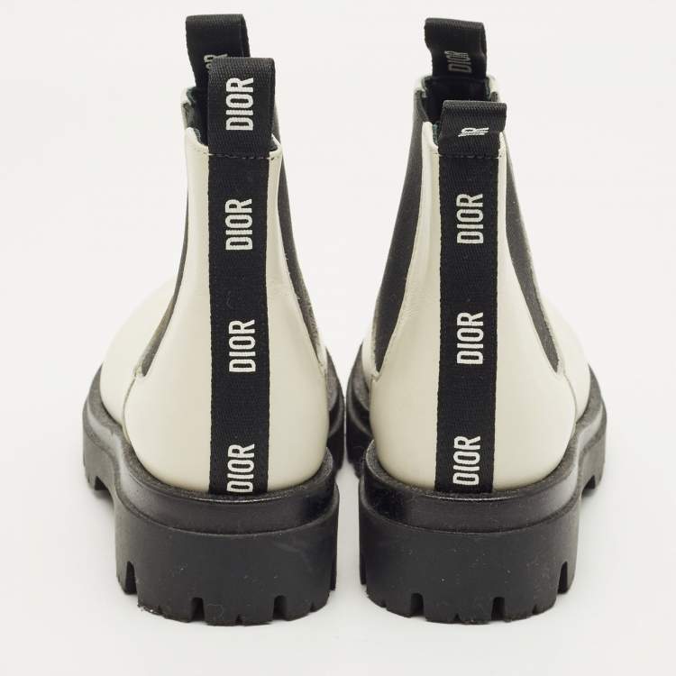 Pre Owned Dior White Leather Ankle Boots Size 27