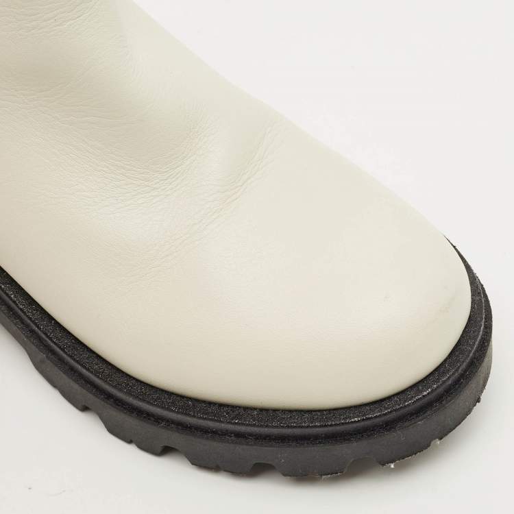 Pre Owned Dior White Leather Ankle Boots Size 27