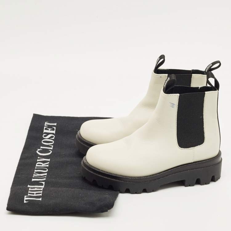 Pre Owned Dior White Leather Ankle Boots Size 27