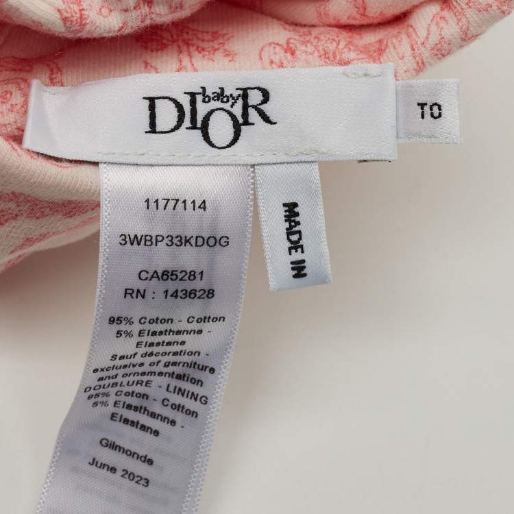 Pre Owned Baby Dior Pink Toile de Jouy Print Cotton Cap 