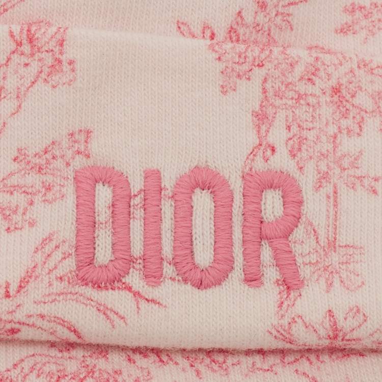 Pre Owned Baby Dior Pink Toile de Jouy Print Cotton Cap 